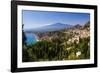 Taormina and Mount Etna Volcano Seen from Teatro Greco (Greek Theatre)-Matthew Williams-Ellis-Framed Photographic Print