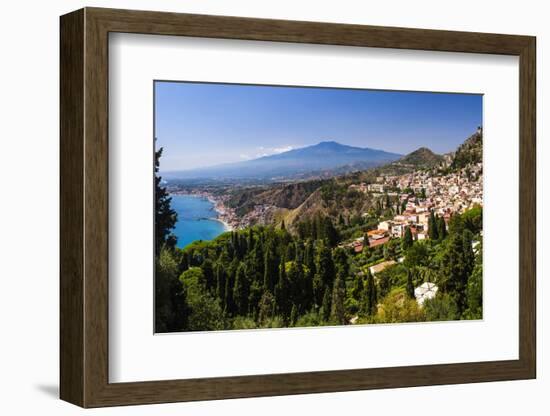 Taormina and Mount Etna Volcano Seen from Teatro Greco (Greek Theatre)-Matthew Williams-Ellis-Framed Photographic Print