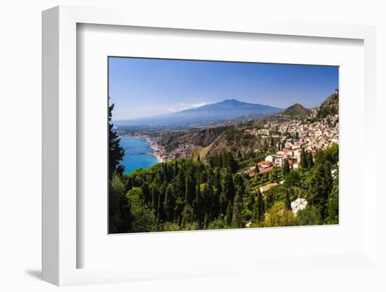 Taormina and Mount Etna Volcano Seen from Teatro Greco (Greek Theatre)-Matthew Williams-Ellis-Framed Photographic Print