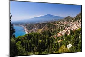 Taormina and Mount Etna Volcano Seen from Teatro Greco (Greek Theatre)-Matthew Williams-Ellis-Mounted Photographic Print