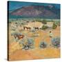 Taos Landscape with Indians (Oil on Canvas)-Walter Ufer-Stretched Canvas