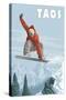 Taos, New Mexico - Jumping Snowboarder-Lantern Press-Stretched Canvas