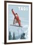 Taos, New Mexico - Jumping Snowboarder-Lantern Press-Framed Art Print