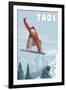 Taos, New Mexico - Jumping Snowboarder-Lantern Press-Framed Art Print