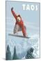 Taos, New Mexico - Jumping Snowboarder-Lantern Press-Mounted Art Print