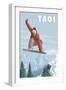 Taos, New Mexico - Jumping Snowboarder-Lantern Press-Framed Art Print