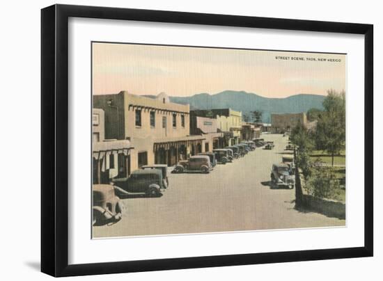 Taos Plaza Street Scene, New Mexico-null-Framed Art Print