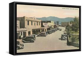 Taos Plaza Street Scene, New Mexico-null-Framed Stretched Canvas