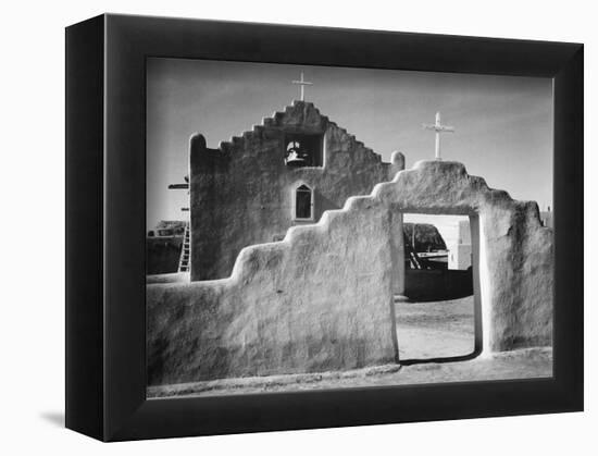 Taos Pueblo Church New Mexico-Ansel Adams-Framed Mini Poster