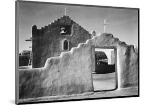 Taos Pueblo Church New Mexico-Ansel Adams-Mounted Mini Poster