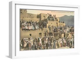 Taos Pueblo Indian Dances, New Mexico-null-Framed Art Print