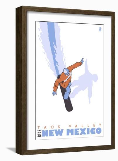 Taos Valley, New Mexico, Snowboard Stylized-Lantern Press-Framed Art Print