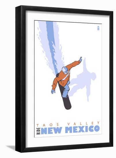 Taos Valley, New Mexico, Snowboard Stylized-Lantern Press-Framed Art Print