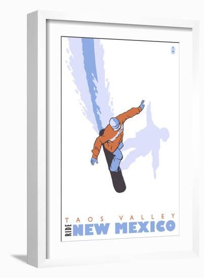 Taos Valley, New Mexico, Snowboard Stylized-Lantern Press-Framed Art Print