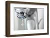 Tap Closeup with Dripping Water-Drop. Water Leaking, Saving Concept.-Andrey_Kuzmin-Framed Photographic Print