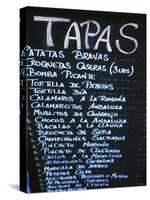 Tapas Menu on Blackboard in a Bar-Martin Skultety-Stretched Canvas