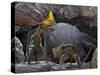 Tapejara Wellnhoferi Pterosaurs Seek Shelter Inside a Cave from a Rain Storm-null-Stretched Canvas