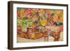 Tapestry and Console, 1912 (Oil on Canvas)-Patrick Henry Bruce-Framed Giclee Print