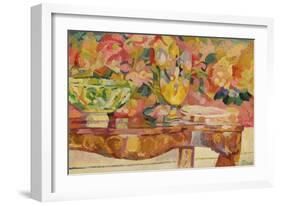 Tapestry and Console, 1912 (Oil on Canvas)-Patrick Henry Bruce-Framed Giclee Print