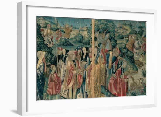 Tapestry with Hunting Scene, Flemish, 1470-1480. Urbino, Italy-Flemish weavers-Framed Art Print