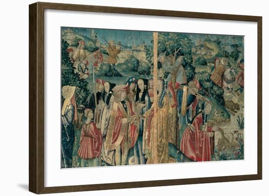 Tapestry with Hunting Scene, Flemish, 1470-1480. Urbino, Italy-Flemish weavers-Framed Art Print