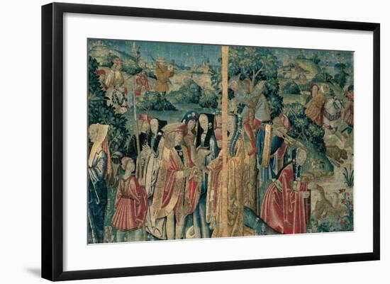 Tapestry with Hunting Scene, Flemish, 1470-1480. Urbino, Italy-Flemish weavers-Framed Art Print