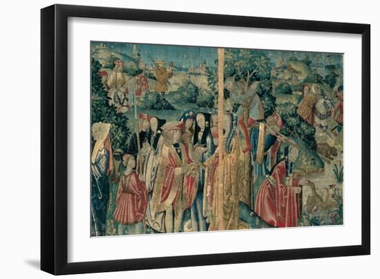 Tapestry with Hunting Scene, Flemish, 1470-1480. Urbino, Italy-Flemish weavers-Framed Art Print