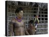 Tapirape Indian Chief and Son, Brazil-null-Stretched Canvas