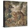 Tapisserie de la Suite des Indes : le Combat d'animaux.-null-Stretched Canvas