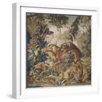 Tapisserie de la Suite des Indes : le Combat d'animaux.-null-Framed Giclee Print