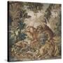 Tapisserie de la Suite des Indes : le Combat d'animaux.-null-Stretched Canvas