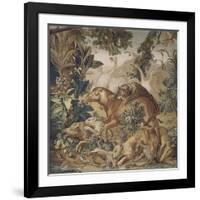 Tapisserie de la Suite des Indes : le Combat d'animaux.-null-Framed Giclee Print