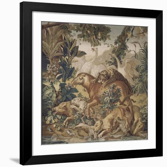 Tapisserie de la Suite des Indes : le Combat d'animaux.-null-Framed Giclee Print