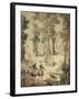 Tapisserie de la tenture : Louis XV tenant le limier-Jean Baptiste Oudry-Framed Giclee Print