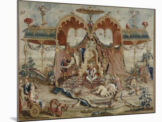 Tapisserie : L'audience du Prince, 1ère pièce de la tenture chinoise-Guy-Louis Vernansal-Mounted Giclee Print