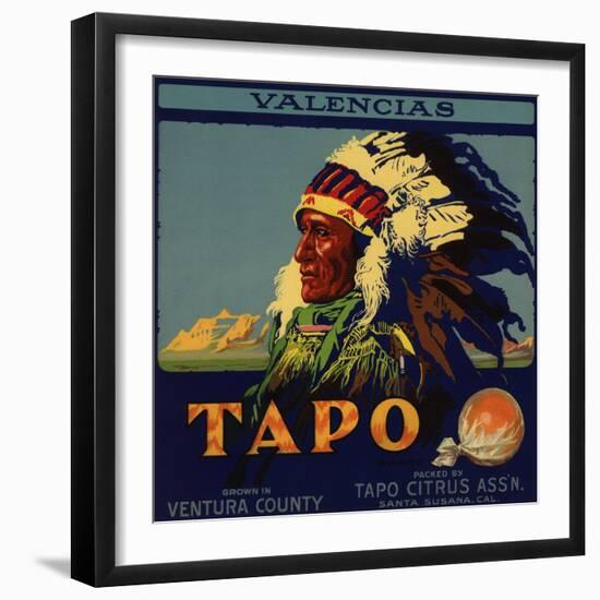 Tapo Brand - Santa Susana, California - Citrus Crate Label-Lantern Press-Framed Art Print