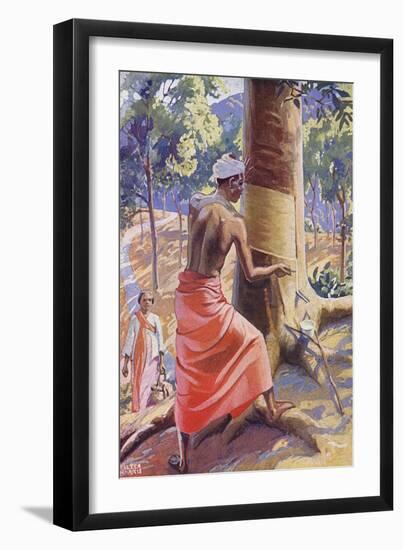 Tapping a Rubber Tree-null-Framed Art Print