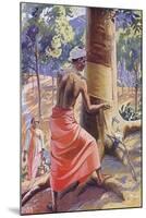 Tapping a Rubber Tree-null-Mounted Art Print