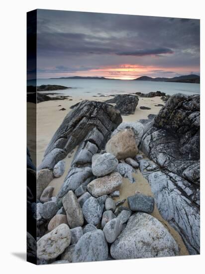 Taransay at Sunset from the Rocky Shore at Scarista, Isle of Harris, Outer Hebrides, Scotland, UK-Lee Frost-Stretched Canvas