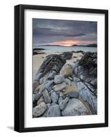 Taransay at Sunset from the Rocky Shore at Scarista, Isle of Harris, Outer Hebrides, Scotland, UK-Lee Frost-Framed Photographic Print