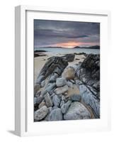 Taransay at Sunset from the Rocky Shore at Scarista, Isle of Harris, Outer Hebrides, Scotland, UK-Lee Frost-Framed Photographic Print