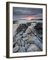 Taransay at Sunset from the Rocky Shore at Scarista, Isle of Harris, Outer Hebrides, Scotland, UK-Lee Frost-Framed Photographic Print