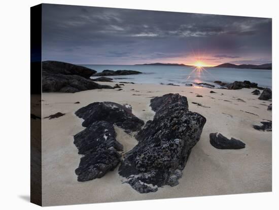 Taransay at Sunset from the Rocky Shore at Scarista, Isle of Harris, Outer Hebrides, Scotland, UK-Lee Frost-Stretched Canvas