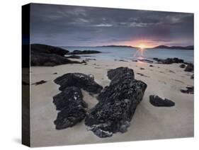 Taransay at Sunset from the Rocky Shore at Scarista, Isle of Harris, Outer Hebrides, Scotland, UK-Lee Frost-Stretched Canvas