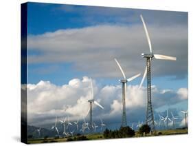 Tararua Wind Farm, Tararua Ranges, near Palmerston North, North Island, New Zealand-David Wall-Stretched Canvas