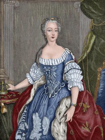 Elisabeth Christine of Brunswick-Wolfenbuttel-Bevern (1715-1797). Engraving. Colored.