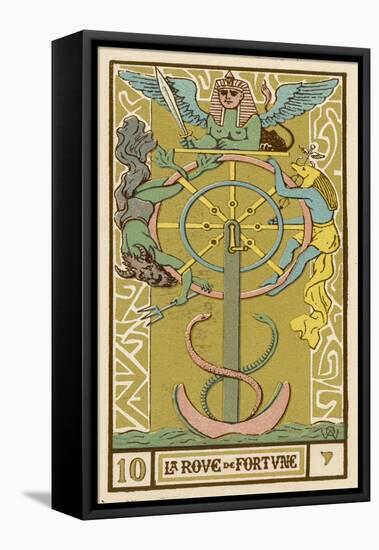 Tarot: 10 La Roue de Fortune, The Wheel of Fortune-Oswald Wirth-Framed Stretched Canvas