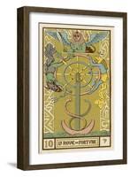 Tarot: 10 La Roue de Fortune, The Wheel of Fortune-Oswald Wirth-Framed Art Print