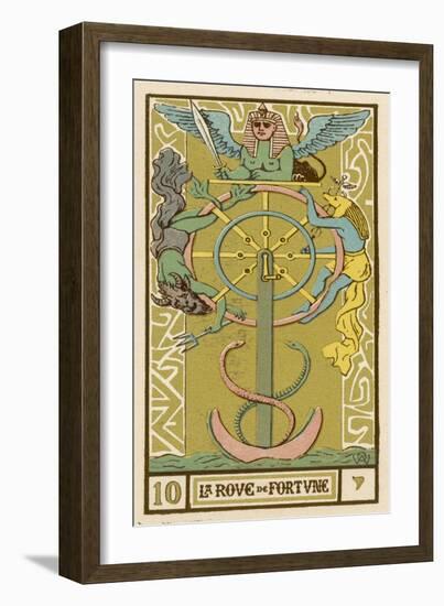 Tarot: 10 La Roue de Fortune, The Wheel of Fortune-Oswald Wirth-Framed Art Print