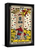 Tarot: 16 La Maison Dieu, The Tower-null-Framed Stretched Canvas